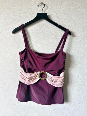 Vix Paula Hermanny Underwire Swim Tank Purple Pink Size 10